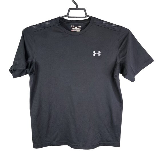 Mens Black Under Armour Fitted HeatGear Shirt Crew Neck Short Sleeve Size L - Picture 1 of 8
